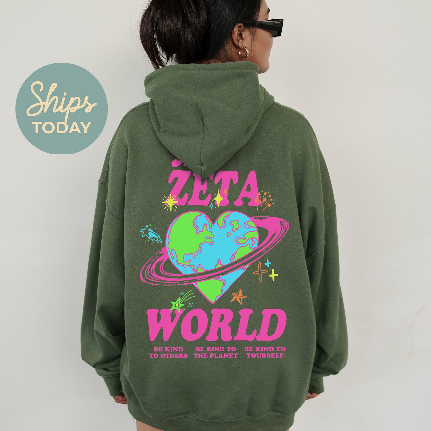 Zeta Tau Alpha Pink Planet Sorority Hoodie _ 34255g