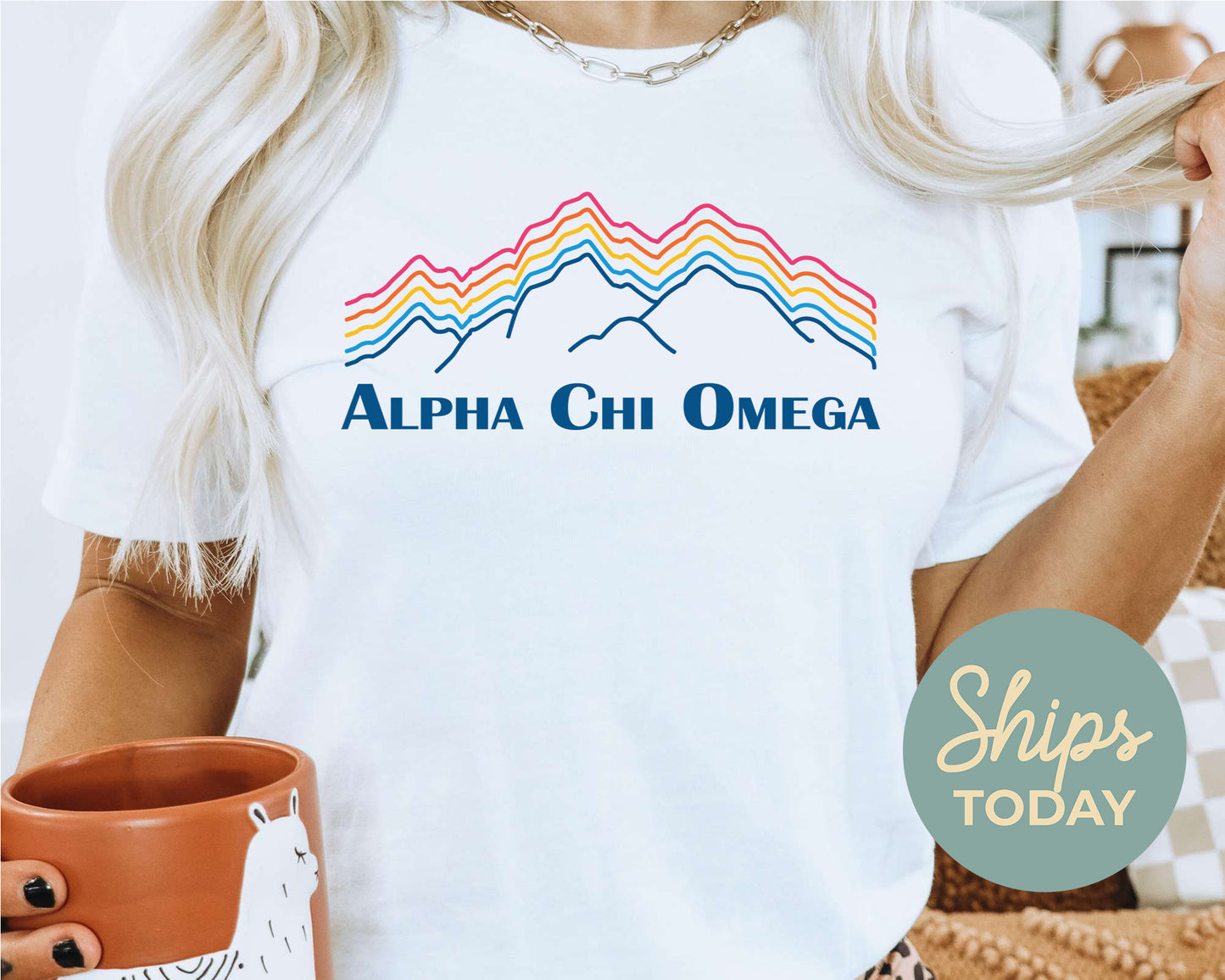 Alpha Chi Omega Rainbow Mountains Sorority T-shirt _ 2629g
