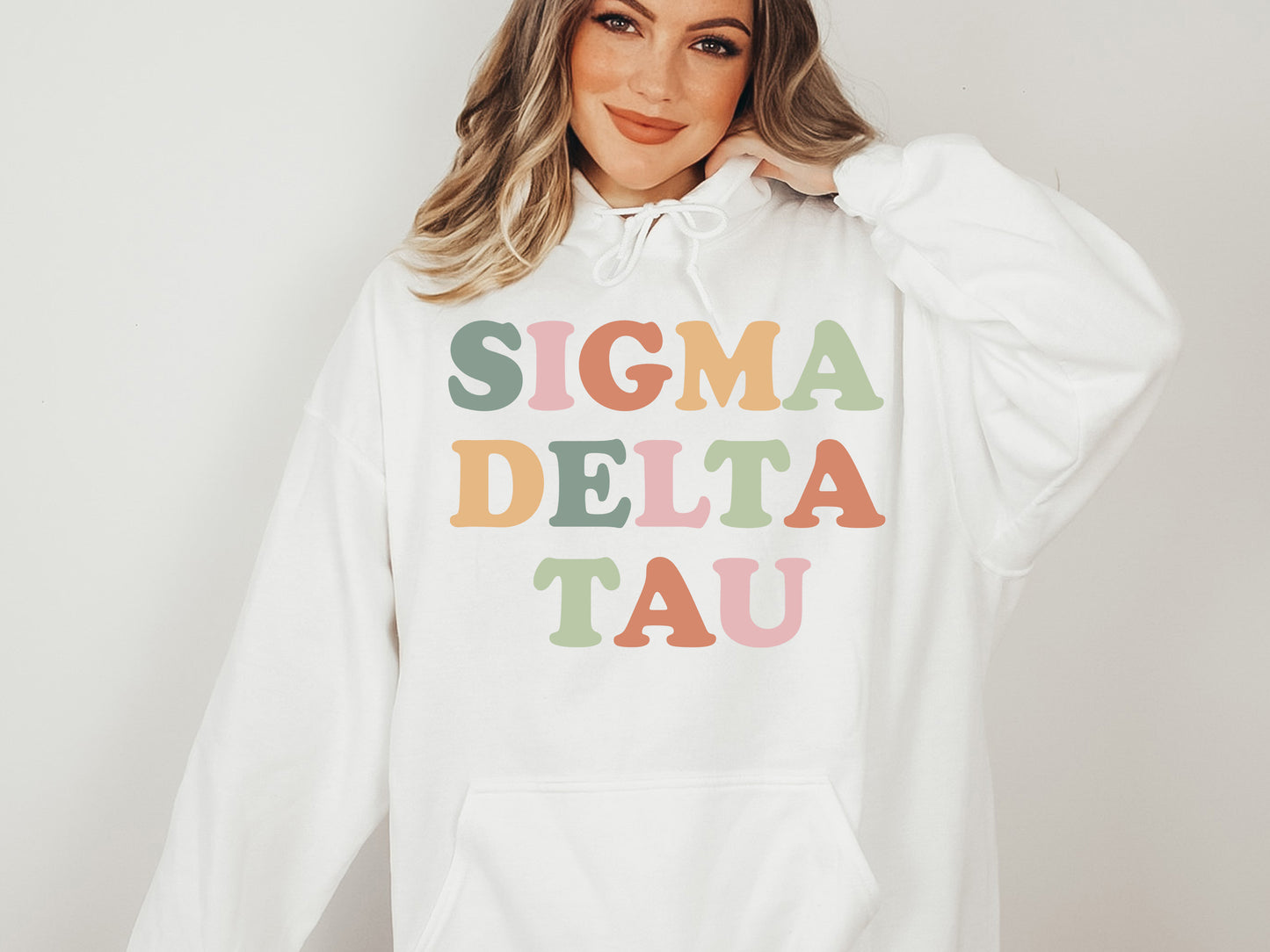 Sigma Delta Tau Bright and Proud Sorority Hoodie _ 435g