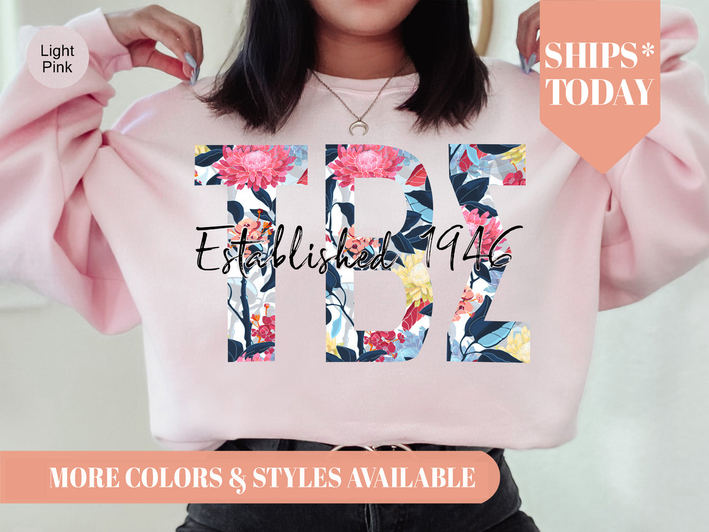 Tau Beta Sigma Floral Block Sorority Sweatshirt _ 3522g