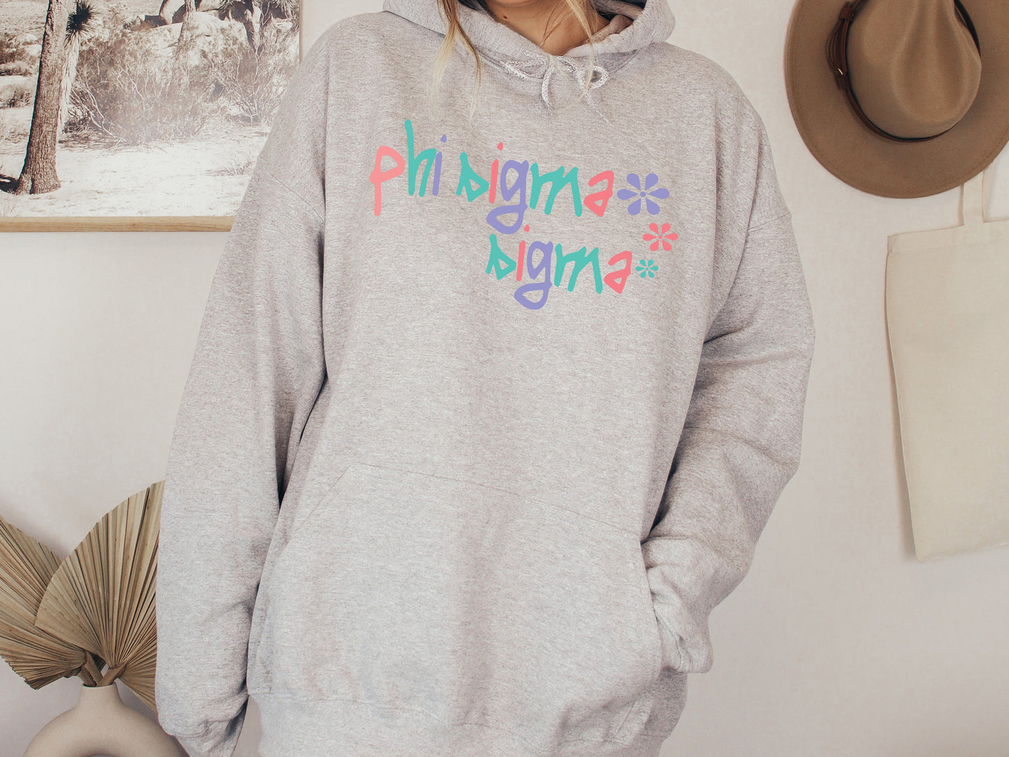 Phi Sigma Sigma Colorful Floral Sorority Hoodie _ 2622g