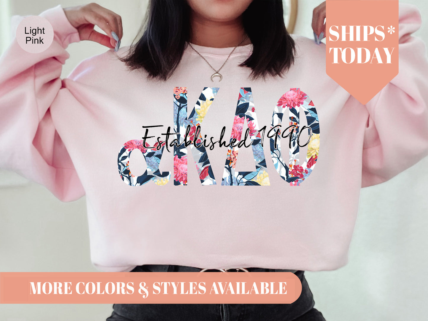 Alpha Kappa Delta Phi Floral Block Sorority Sweatshirt _ 3511g