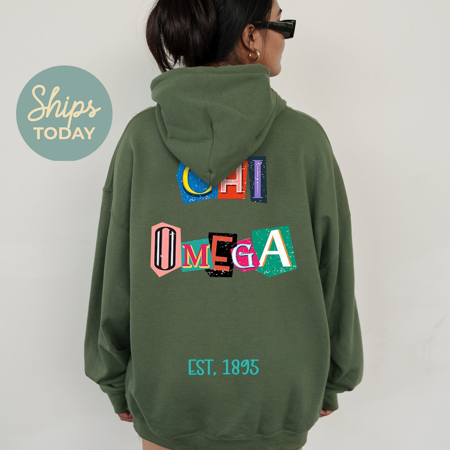 Chi Omega Letter Cuts Sorority Hoodie _ 35896g