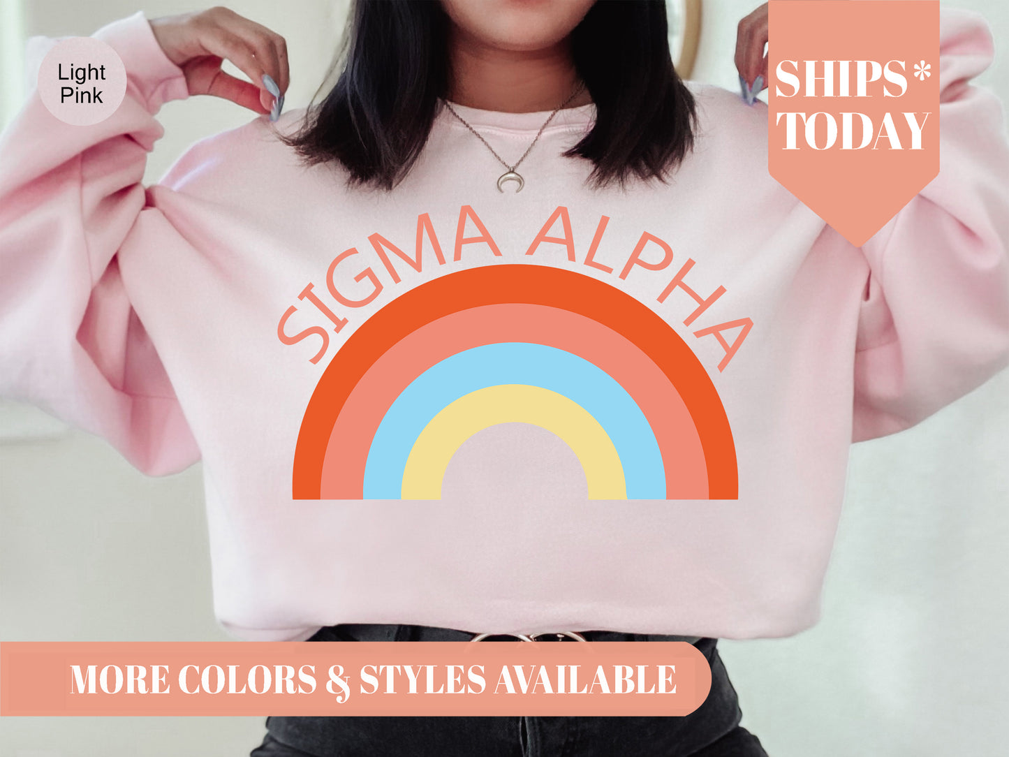 Sigma Alpha Colorful Rainbow Sorority Sweatshirt _ 3463g