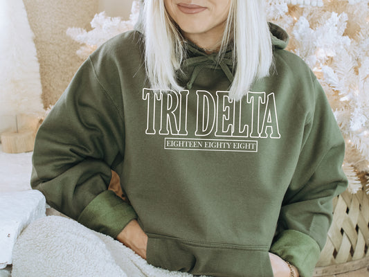 Delta Delta Delta Stencil Stacked Sorority Hoodie _ 2144g