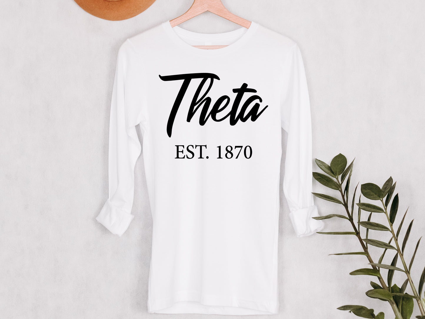 Kappa Alpha Theta Black Flowy Sorority Long Sleeve T-shirt _ 92g