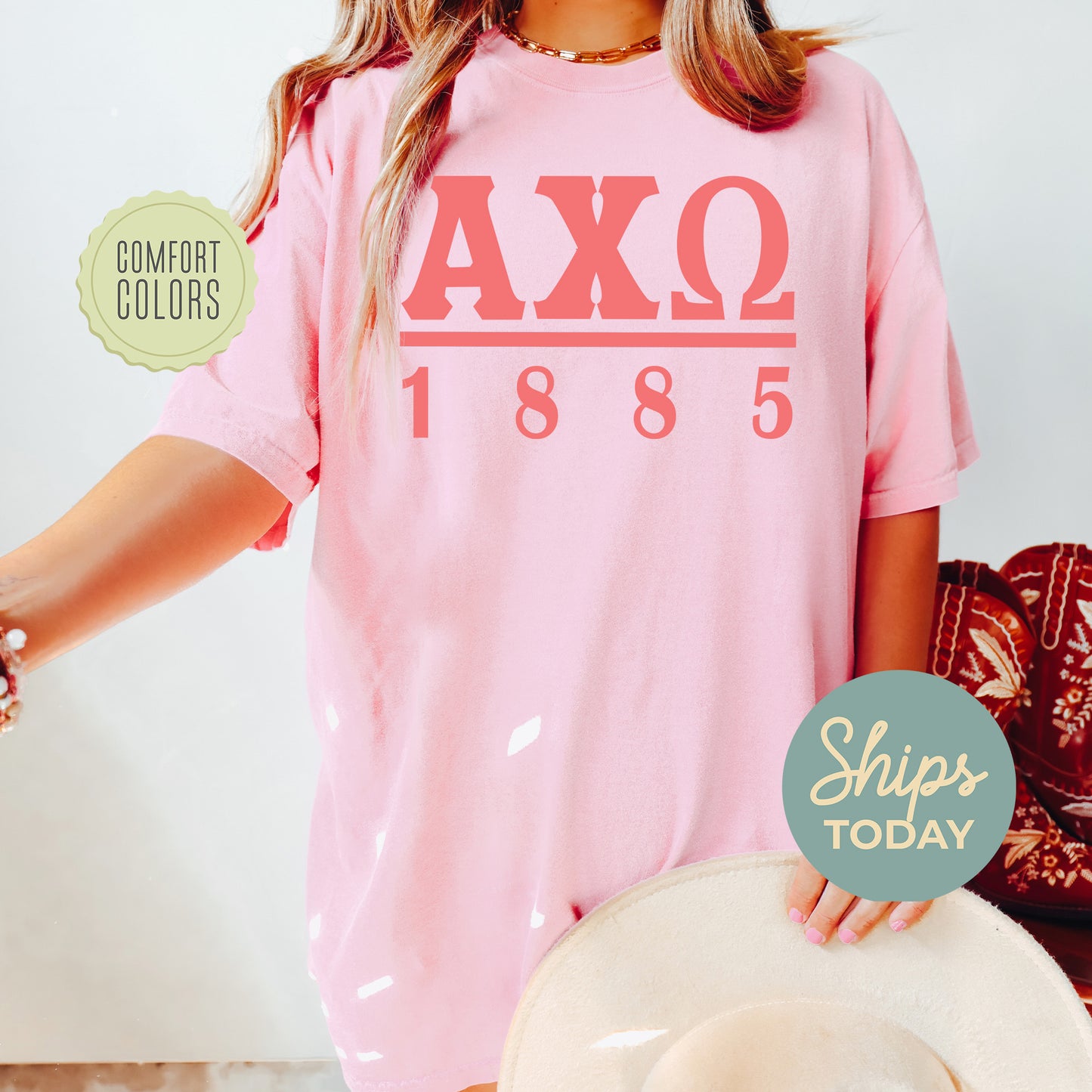 Alpha Chi Omega Monochromatic Comfort Colors Sorority T-shirt _ 30843g