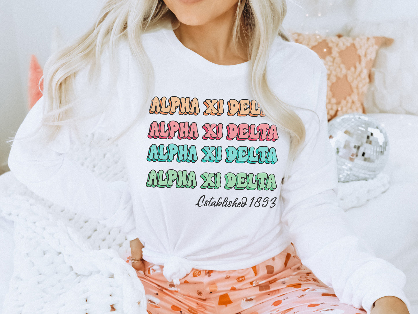 Alpha Xi Delta Lucy Sorority Long Sleeve T-shirt _ 266g