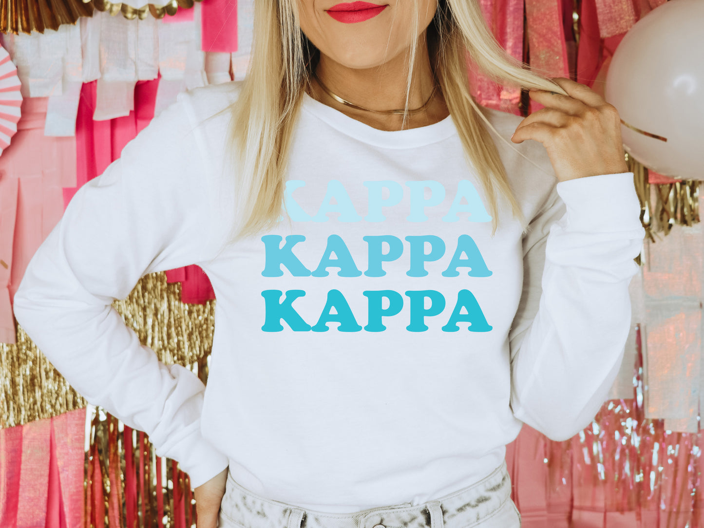 Kappa Touch of Blue Sorority Long Sleeve T-shirt _ 2594g