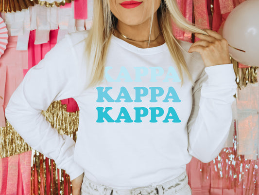 Kappa Touch of Blue Sorority Long Sleeve T-shirt _ 2594g