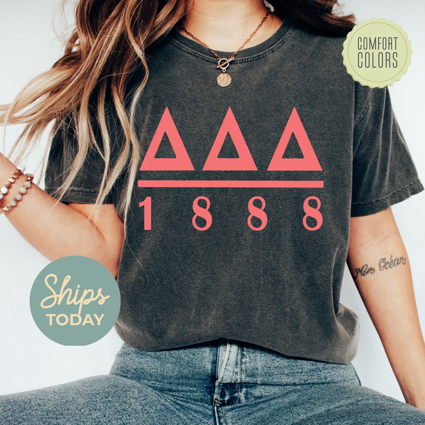 Delta Delta Delta Monochromatic Comfort Colors Sorority T-shirt _ 30853g