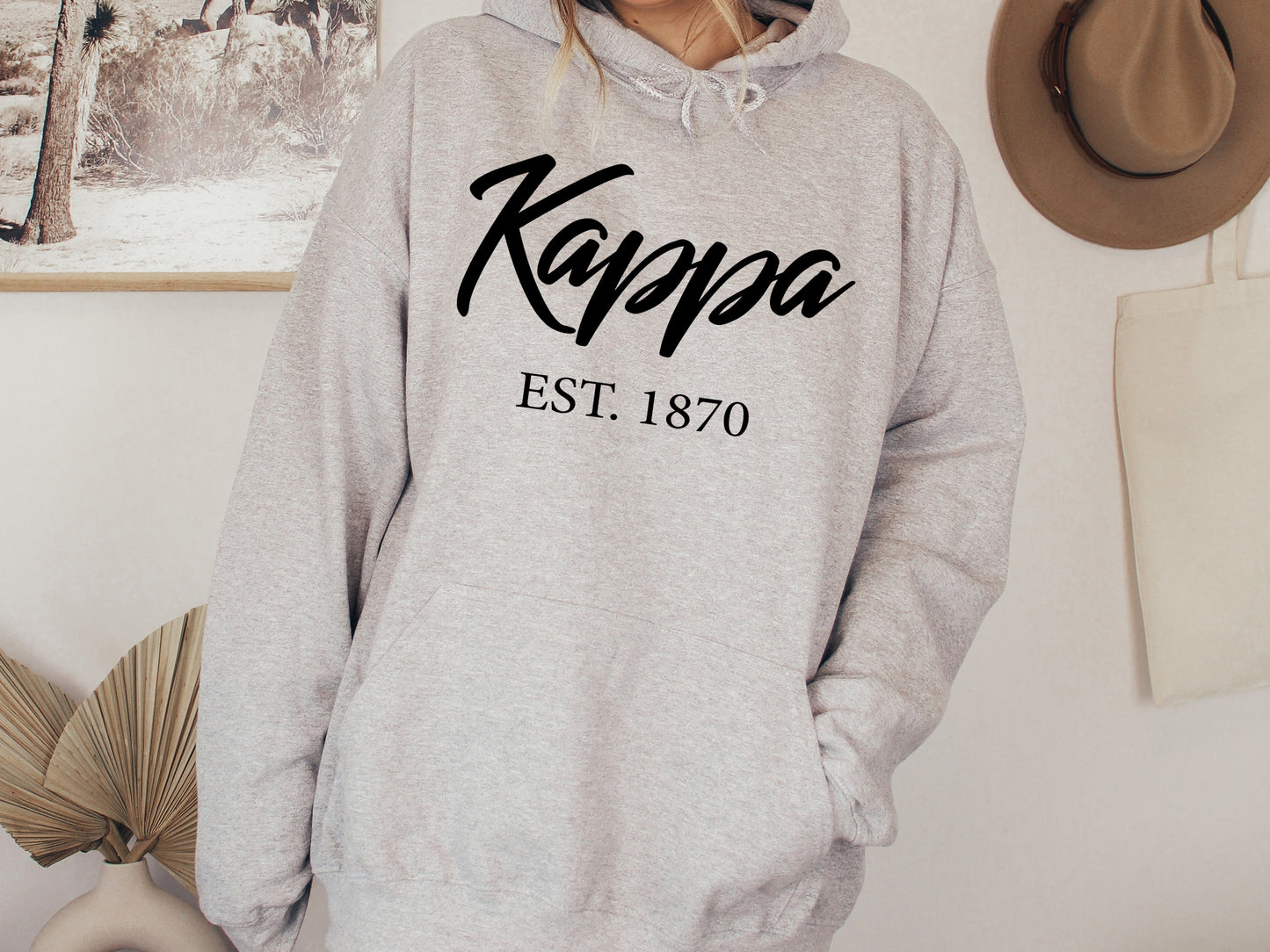 Kappa Kappa Gamma Black Flowy Sorority Hoodie _ 94g