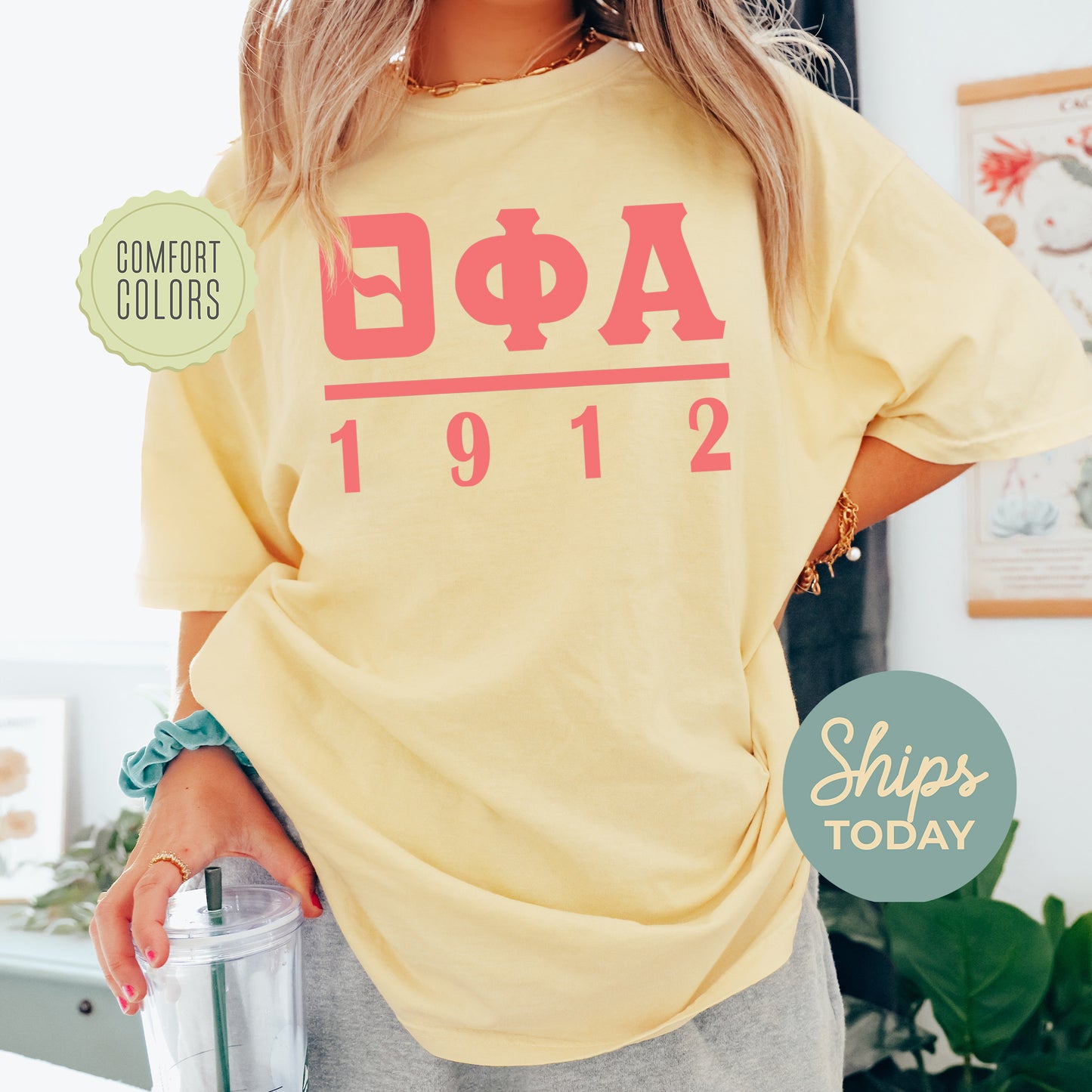 Theta Phi Alpha Monochromatic Comfort Colors Sorority T-shirt _ 30867g