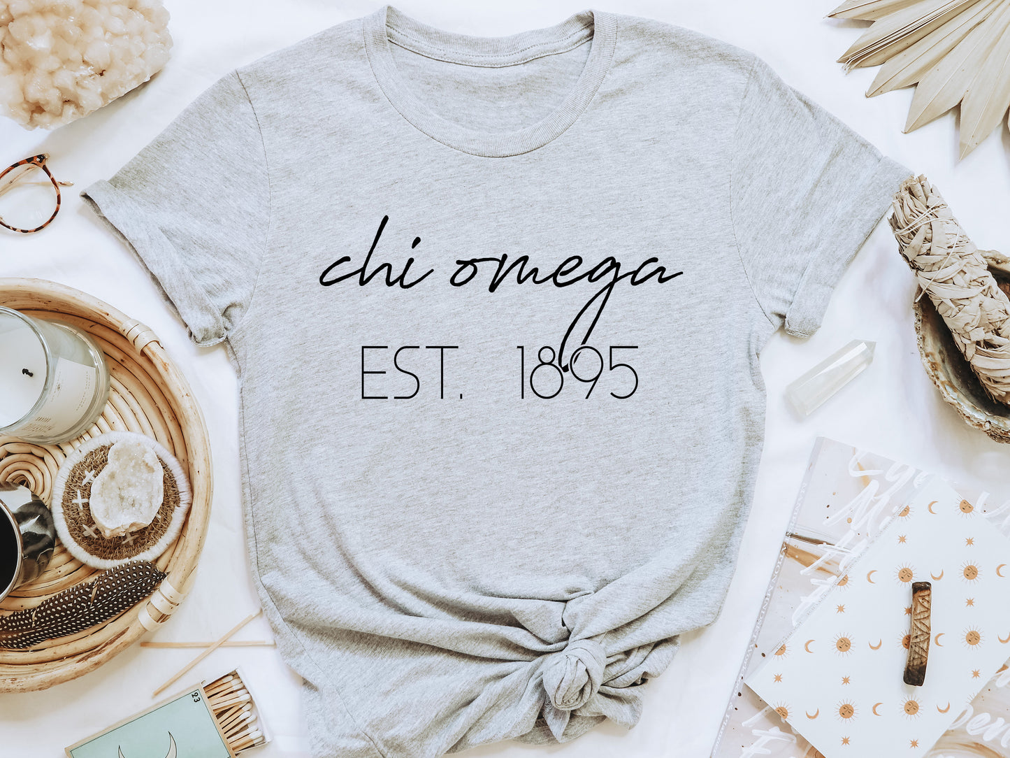 Chi Omega Black Calligraphy Sorority T-shirt _ 2326g