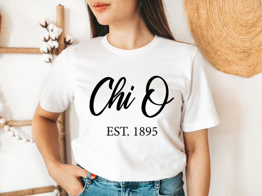Chi Omega Black Flowy Sorority T-shirt _ 86g