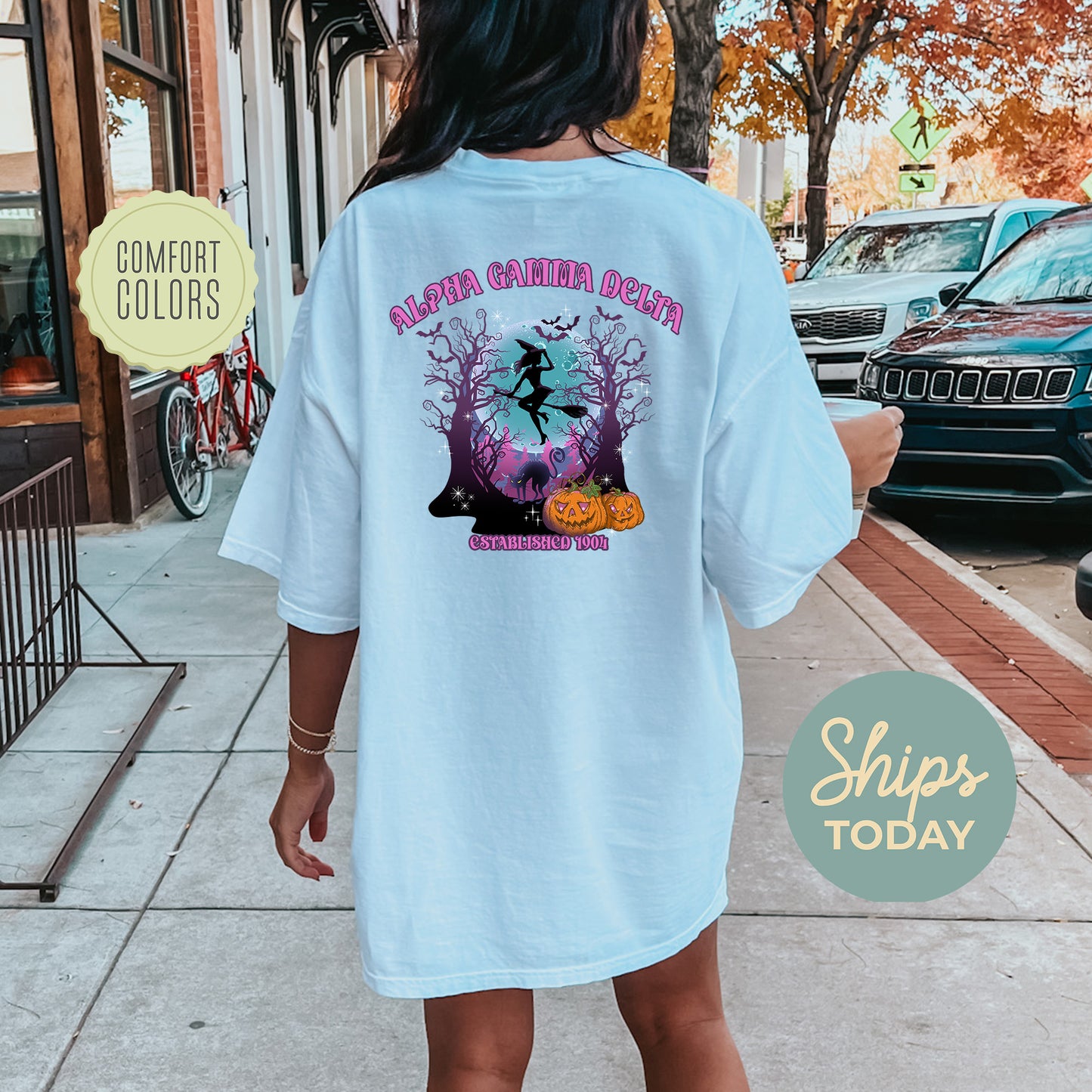 Alpha Gamma Delta Halloween Witch Comfort Colors Sorority T-shirt _ 36229g