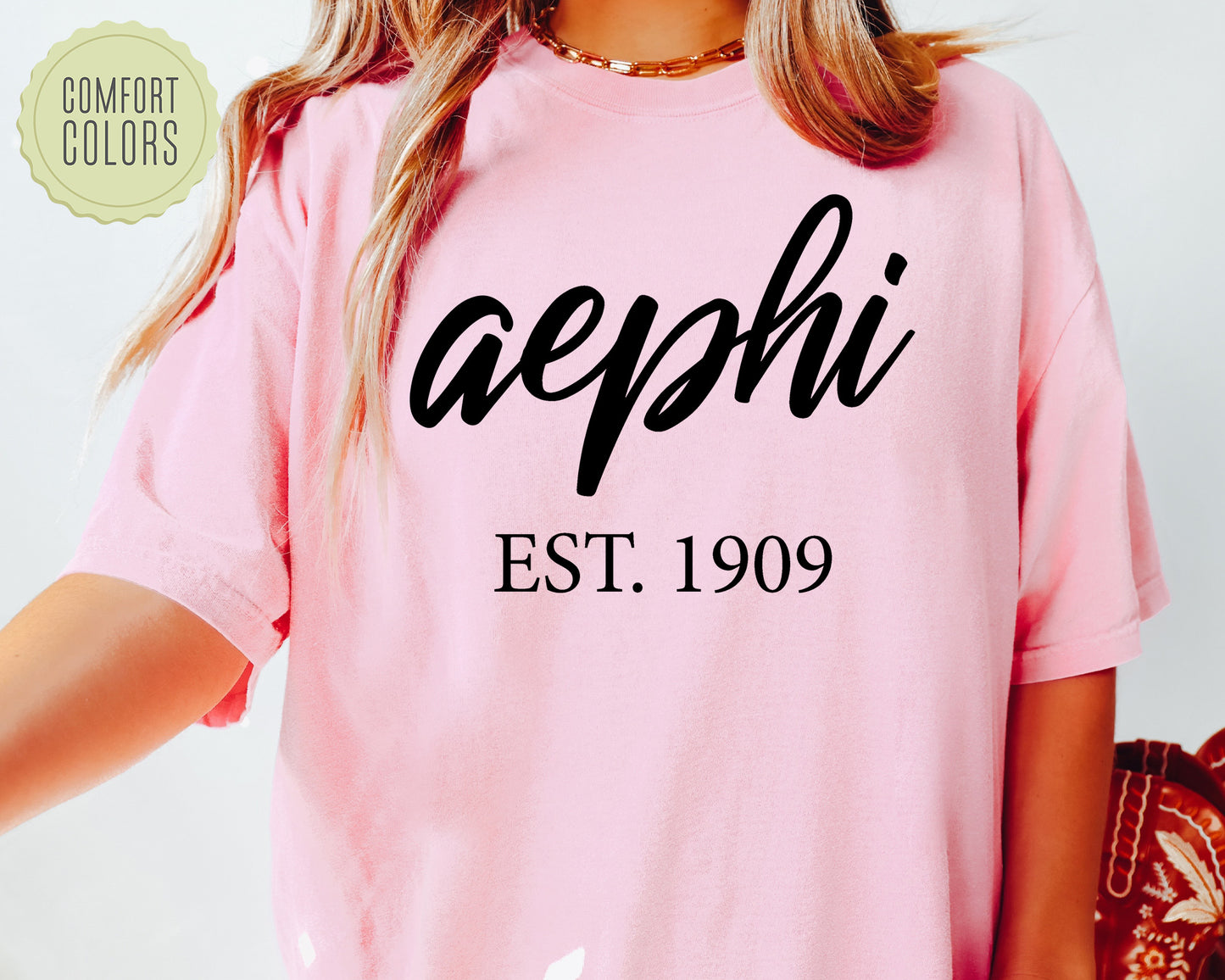 Alpha Epsilon Phi Black Flowy Comfort Colors Sorority T-shirt _ 79g