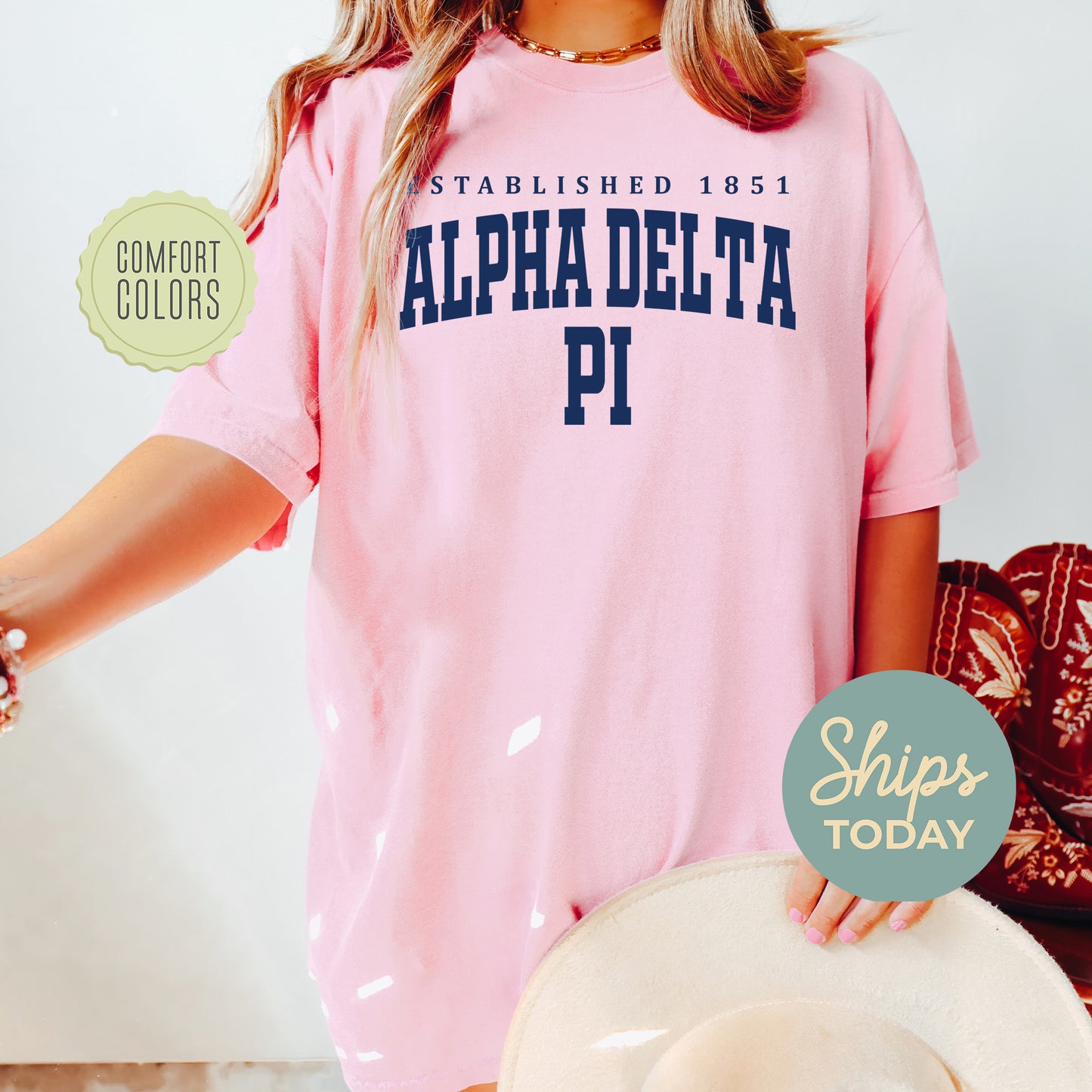 Alpha Delta Pi Bold Letters Comfort Colors Sorority T-shirt _ 35121g