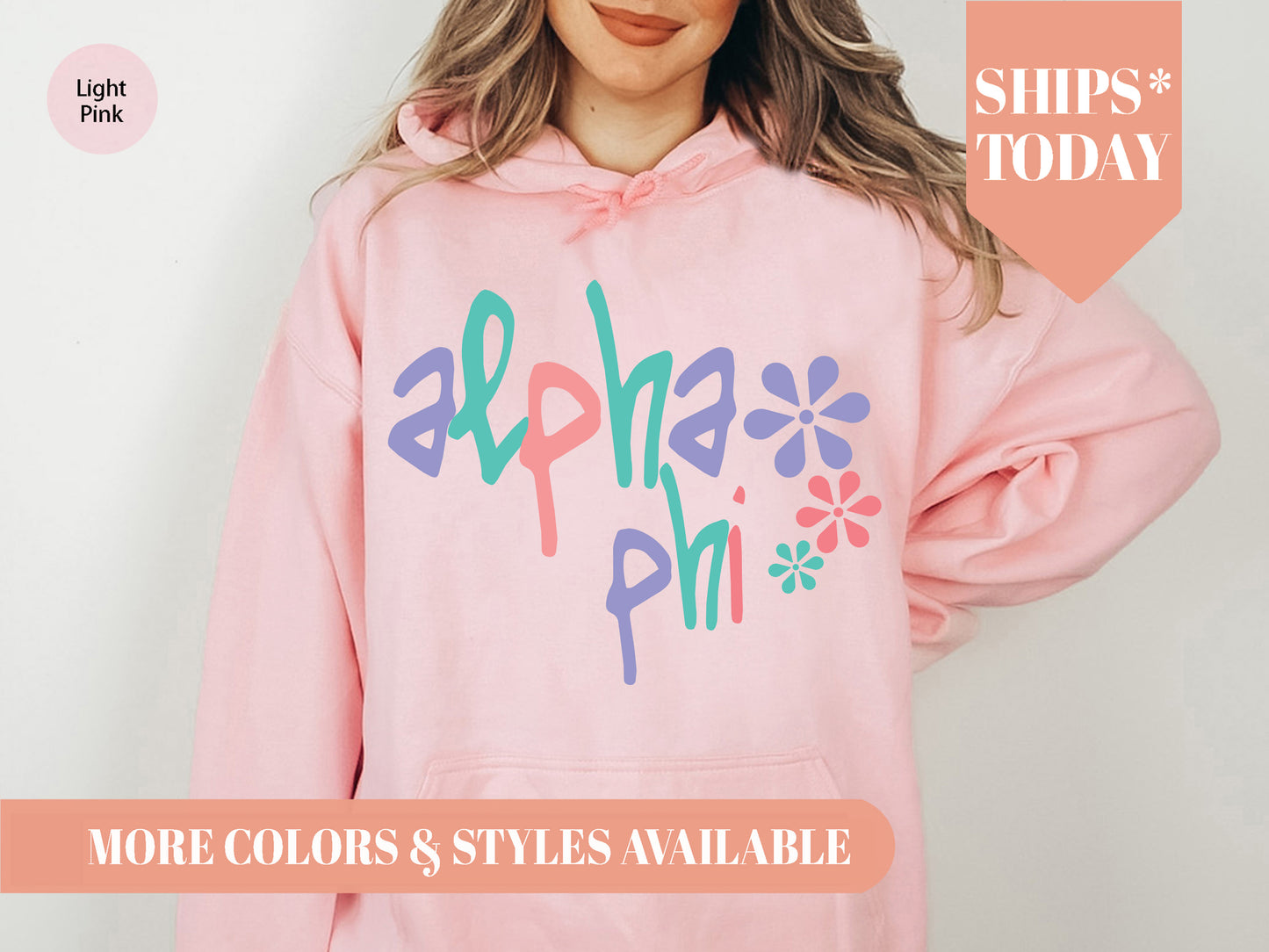 Alpha Phi Colorful Floral Sorority Hoodie _ 2608g