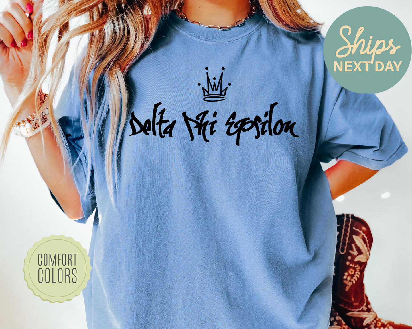 Delta Phi Epsilon Queen Comfort Colors Sorority T-shirt _ 2448g