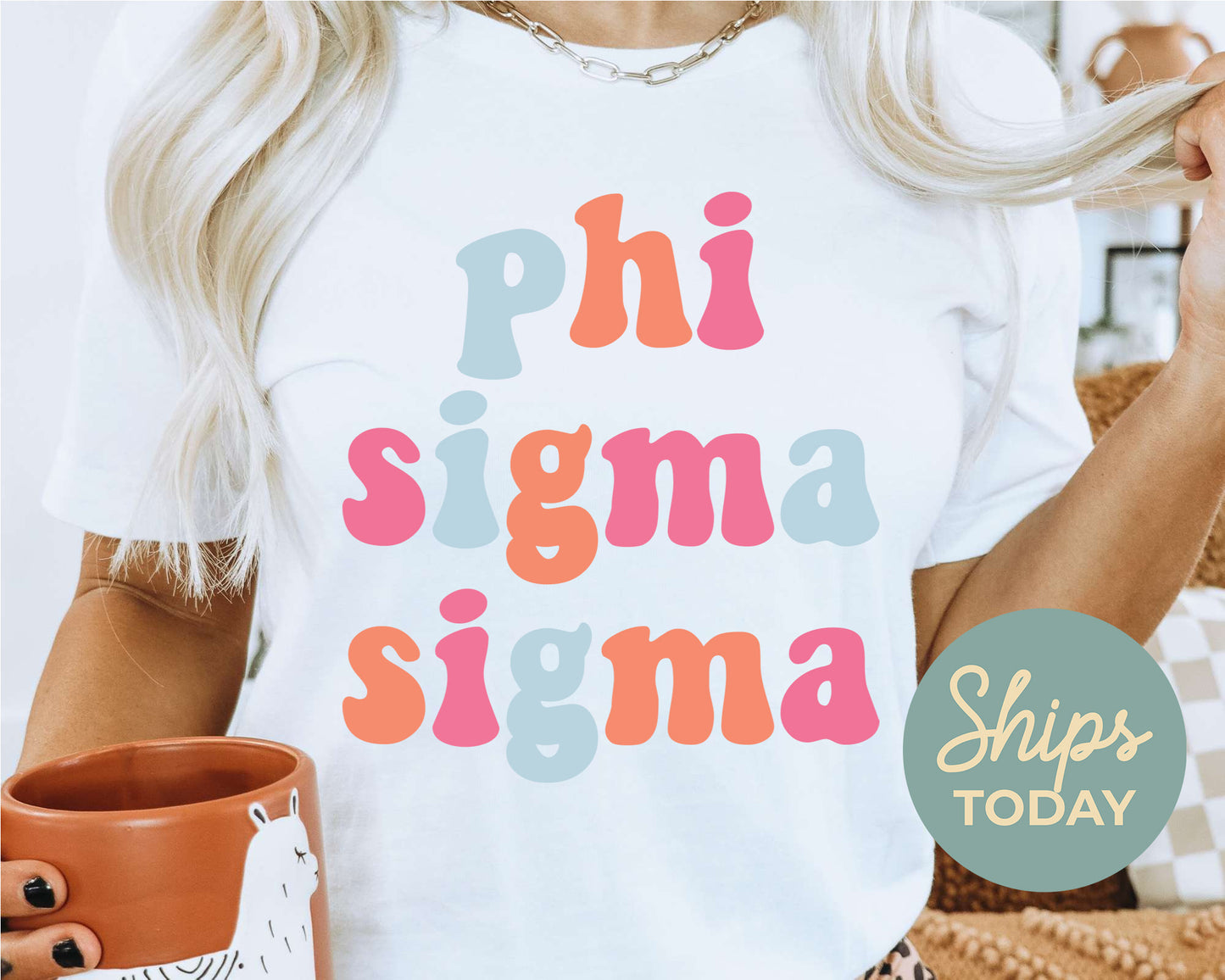 Phi Sigma Sigma Vividly Vibrant Sorority T-shirt _ 3168g