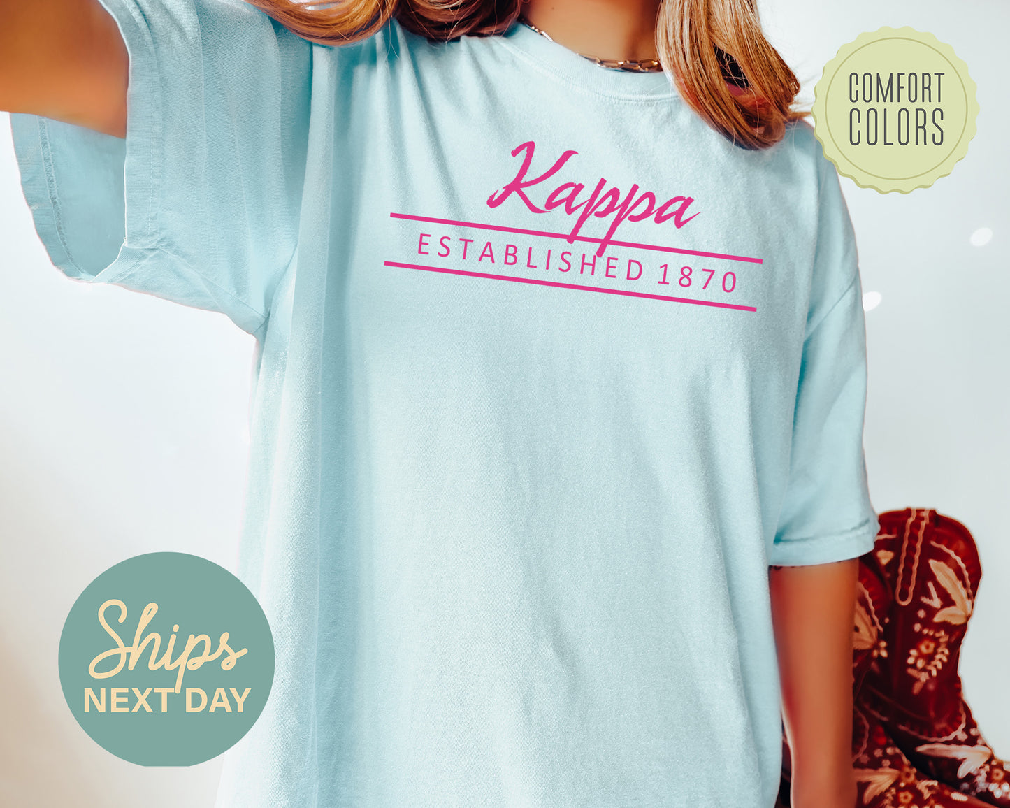 Kappa Kappa Gamma All Pink Comfort Colors Sorority T-shirt _ 769g