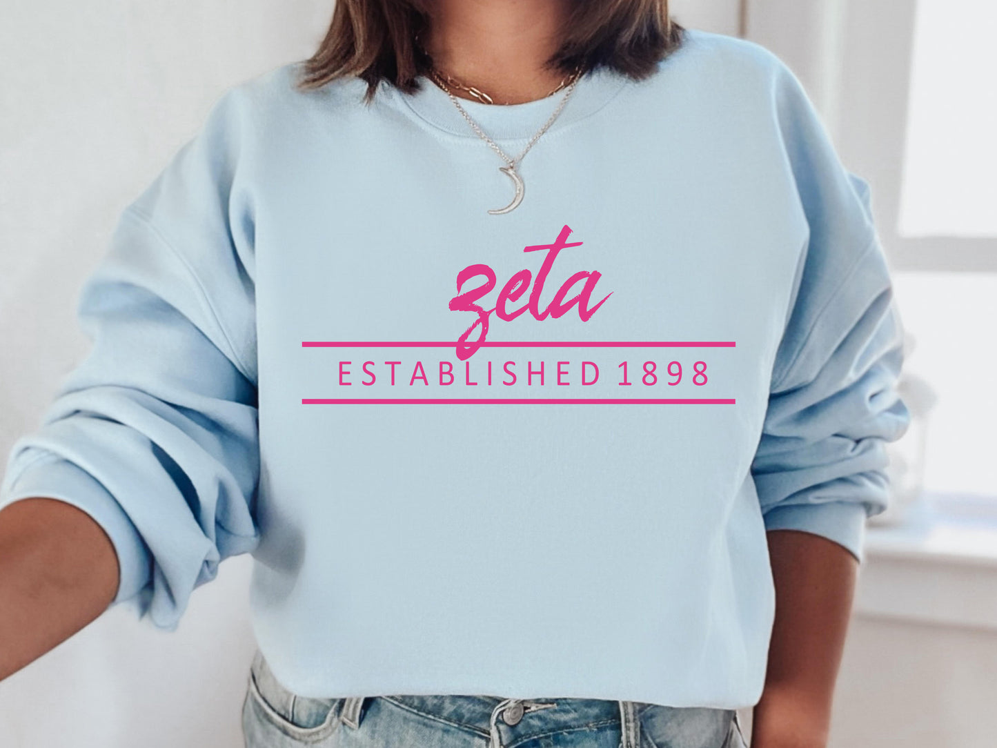 Zeta Tau Alpha All Pink Sorority Sweatshirt _  777g