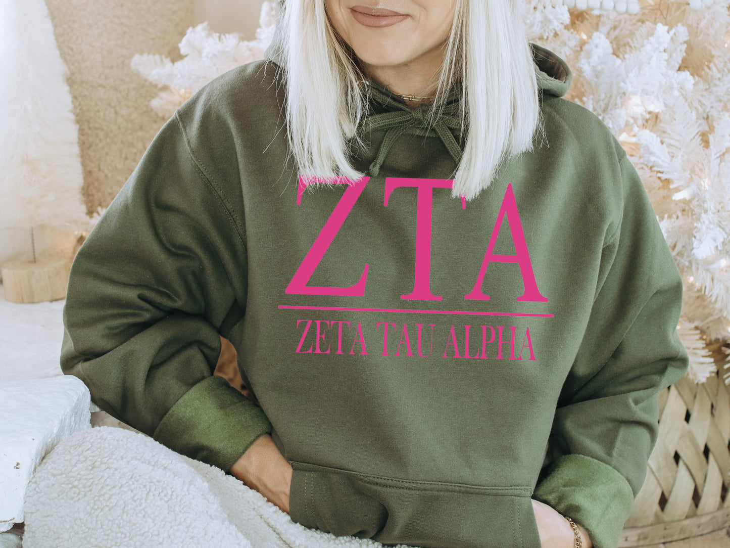 Zeta Tau Alpha Loud Letters Sorority Hoodie _ 491g