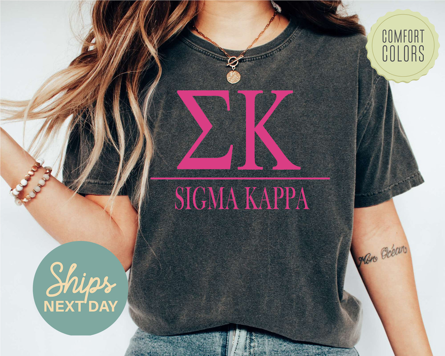 Sigma Kappa Loud Letters Comfort Colors Sorority T-shirt _ 488g
