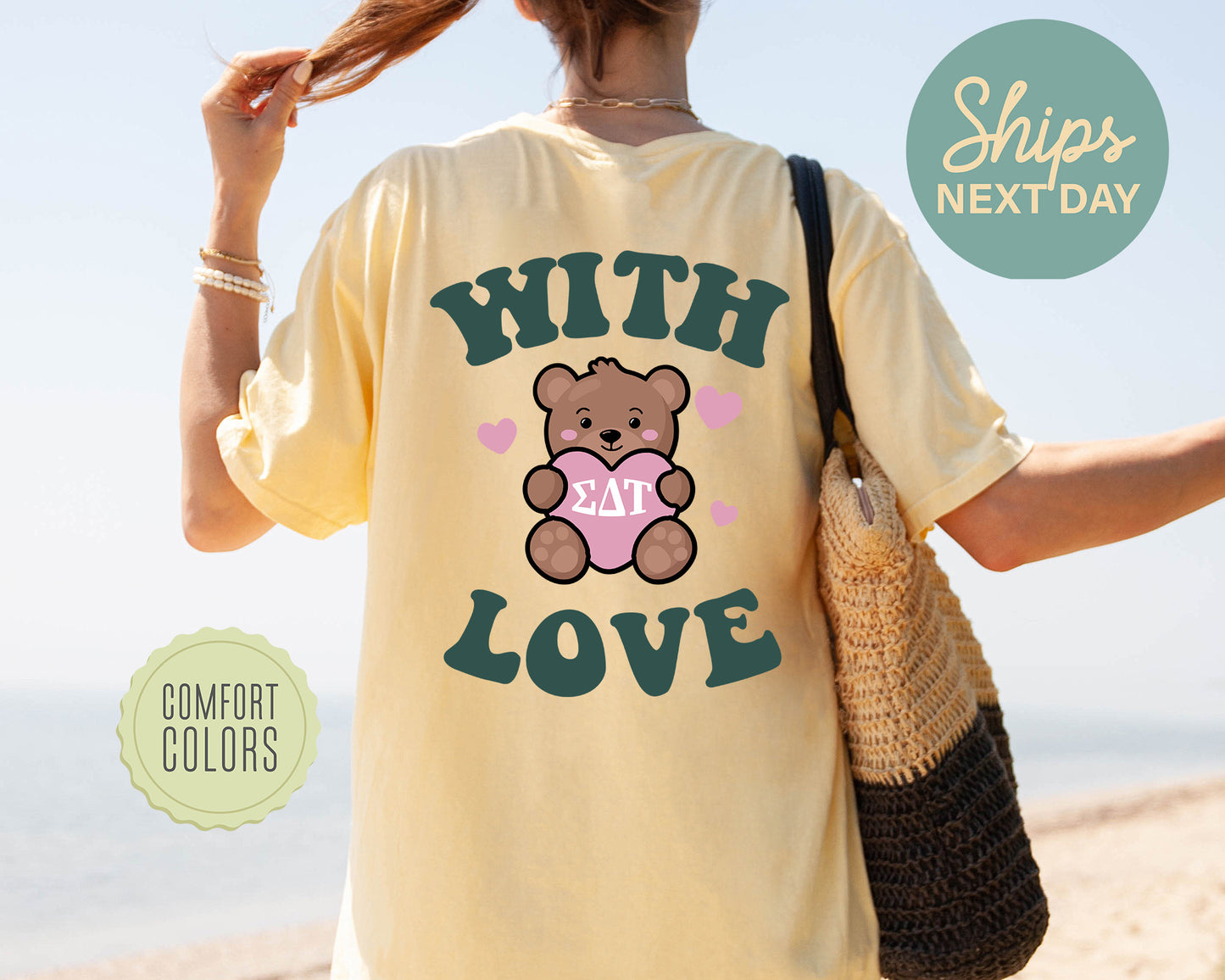 Sigma Delta Tau With Love Comfort Colors Sorority T-shirt _ 33227g