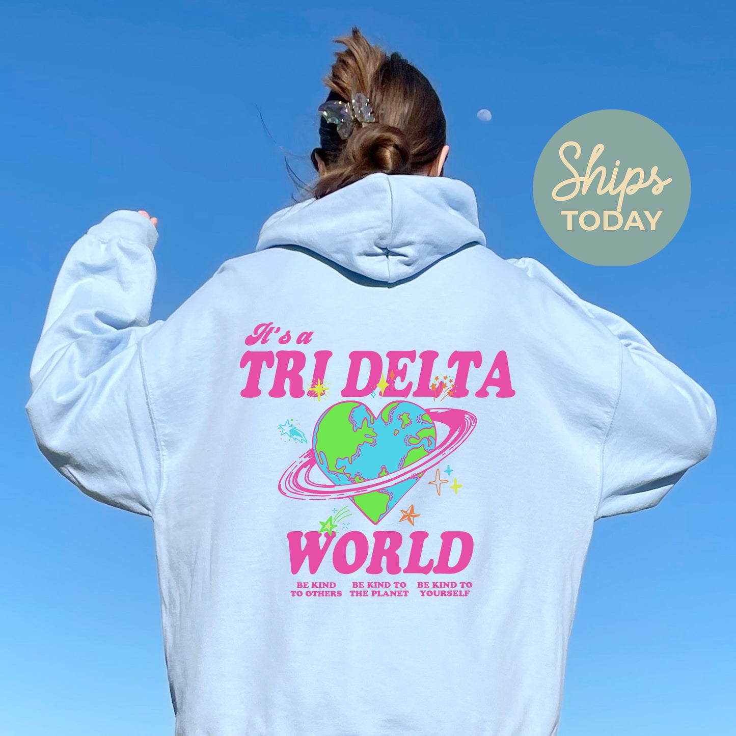 Delta Delta Delta Pink Planet Sorority Hoodie _ 34240g