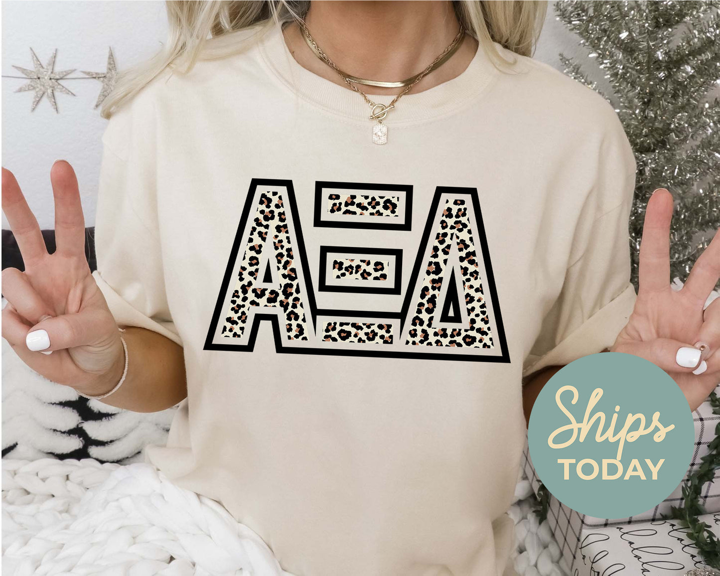 Alpha Xi Delta Safari Style Letters Sorority T-shirt _ 30443g