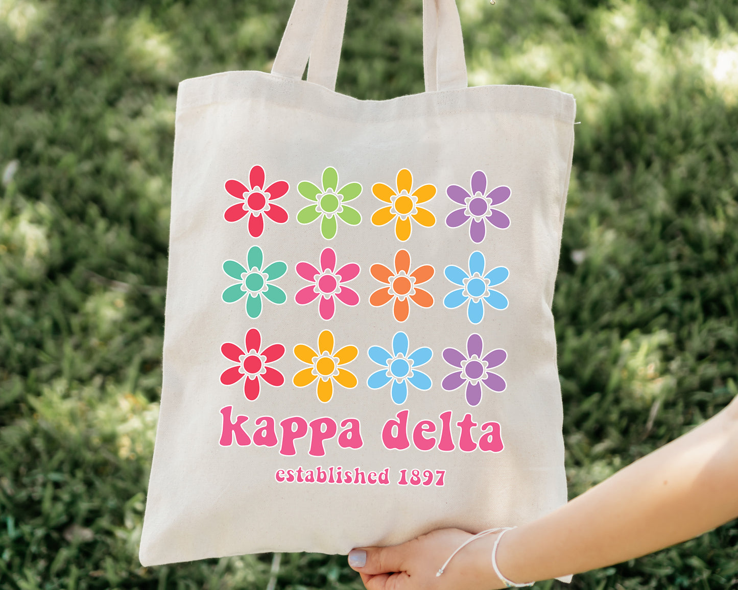 Kappa Delta Floral Bloom Sorority Tote Bag _ 34531g