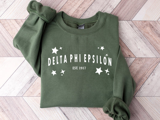Delta Phi Epsilon Arched Star Sorority Sweatshirt _ 2276g