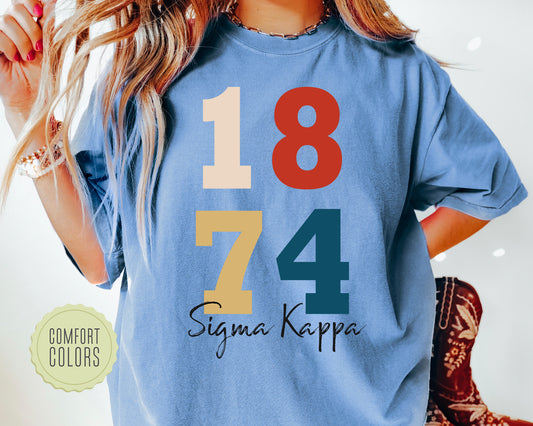 Sigma Kappa Colorful and Trendy Comfort Colors Sorority T-shirt _ 203g