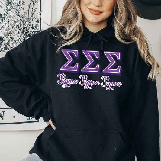 Sigma Sigma Sigma Greek Colors Sorority Hoodie _ 36092g