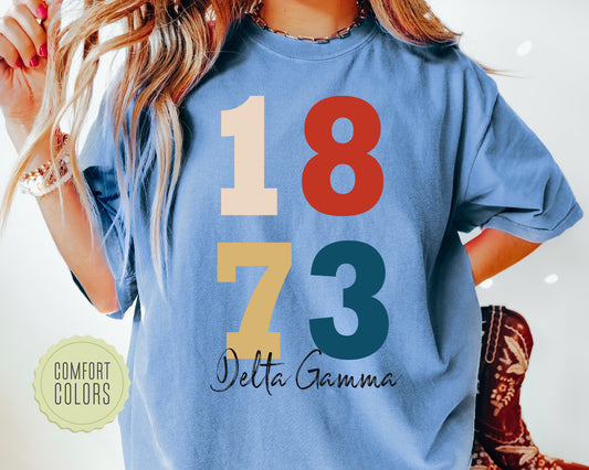 Delta Gamma Colorful and Trendy Comfort Colors Sorority T-shirt _ 192g