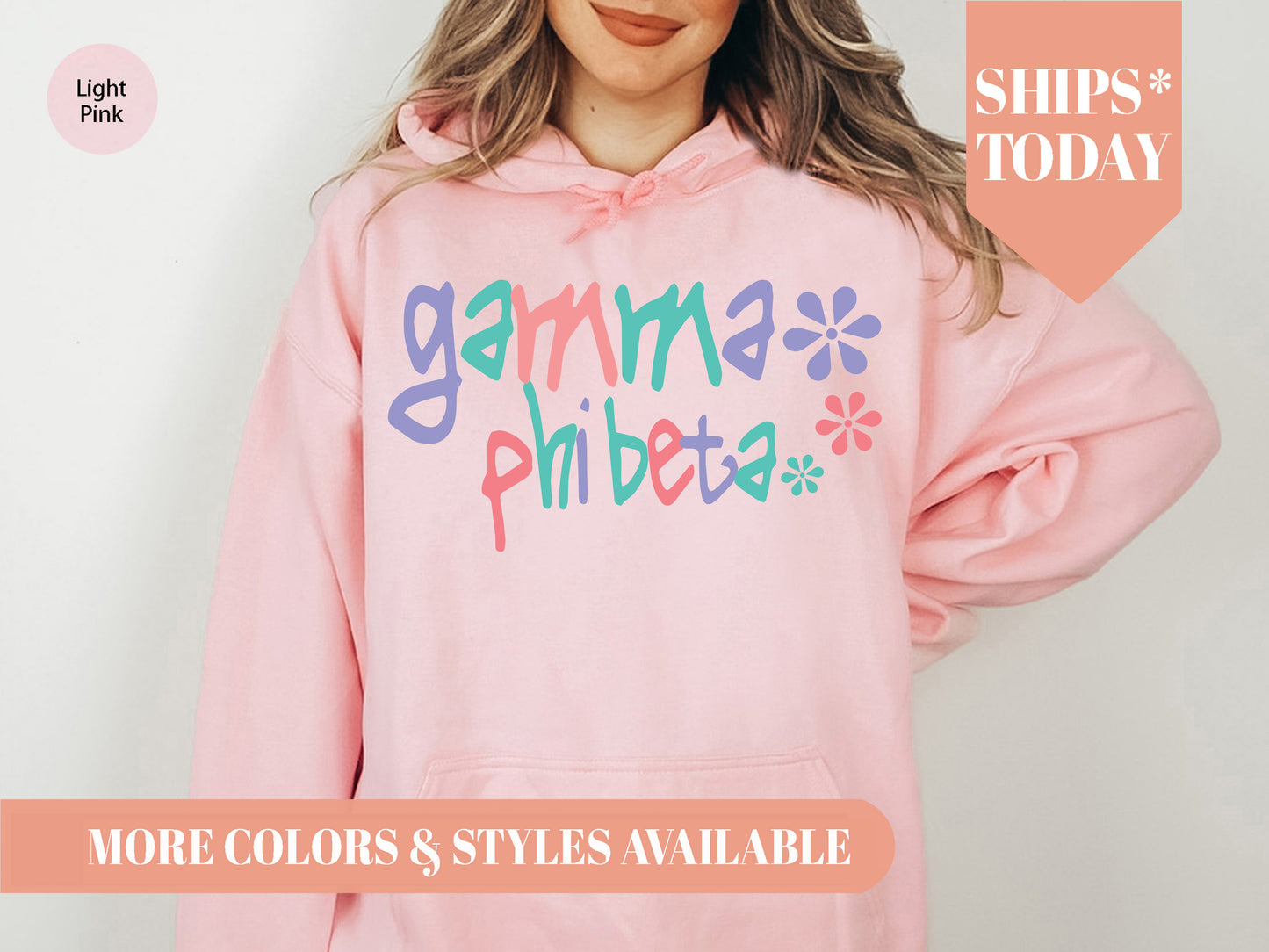 Gamma Phi Beta Colorful Floral Sorority Hoodie _ 2617g