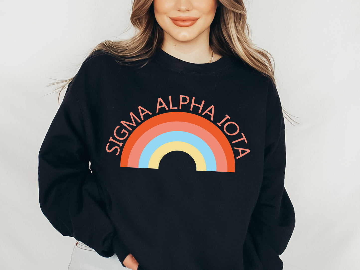 Sigma Alpha Iota Colorful Rainbow Sorority Sweatshirt _ 3464g