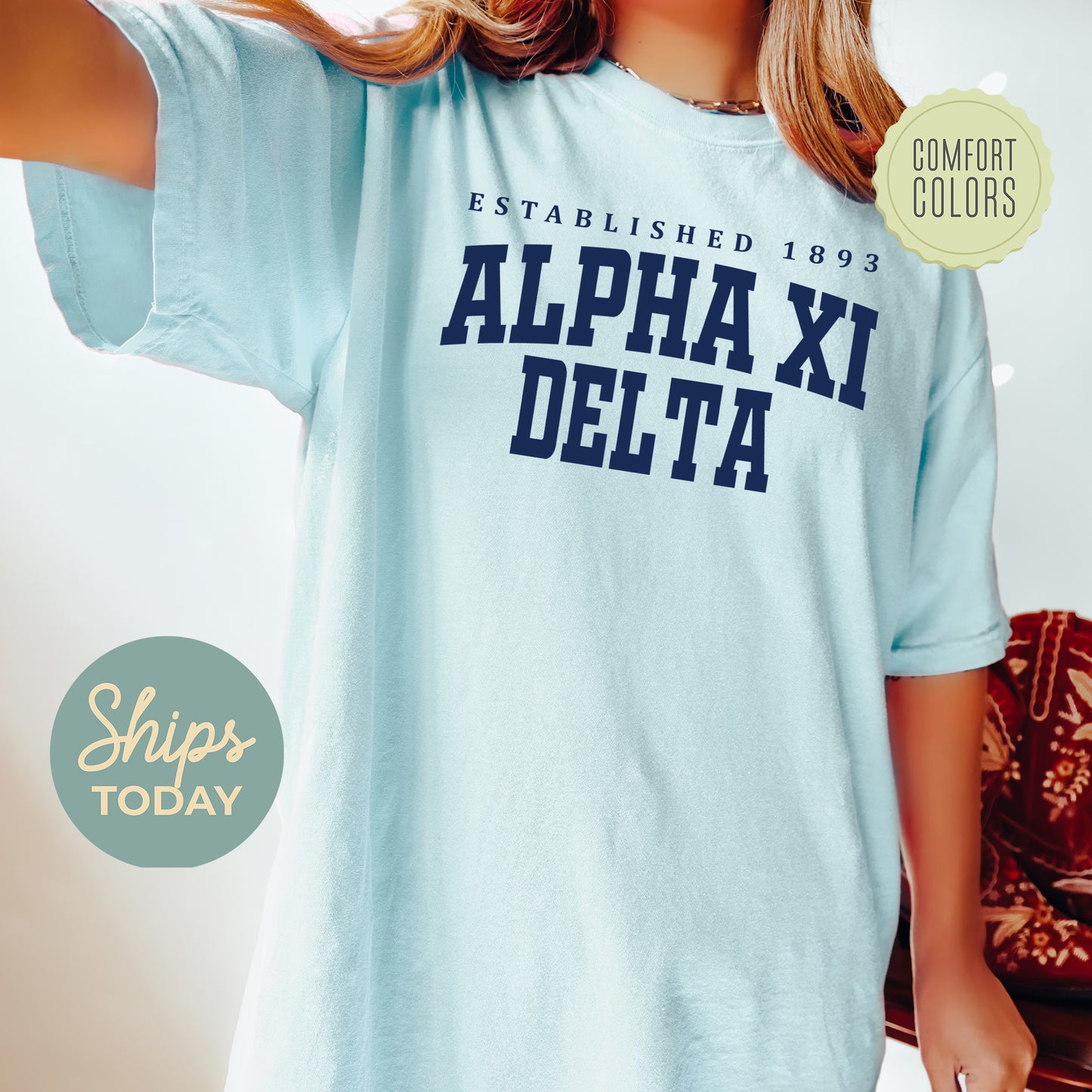 Alpha Xi Delta Bold Letters Comfort Colors Sorority T-shirt _ 35128g
