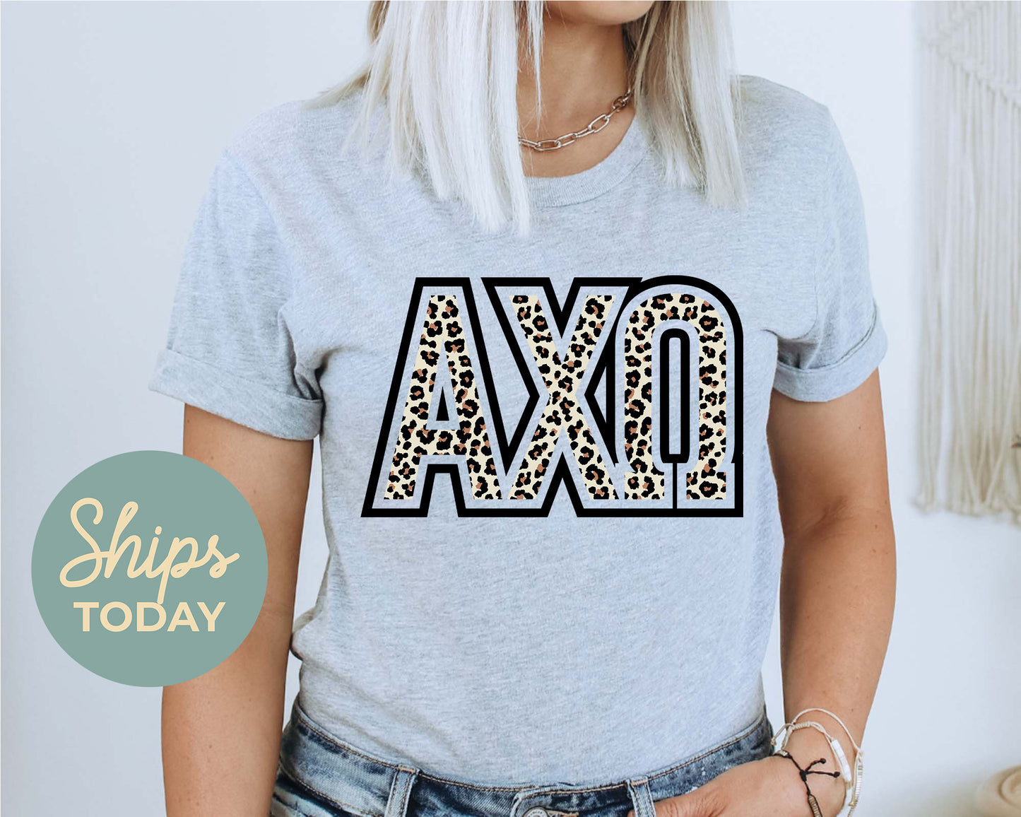Alpha Chi Omega Safari Style Letters Sorority T-shirt _ 30435g