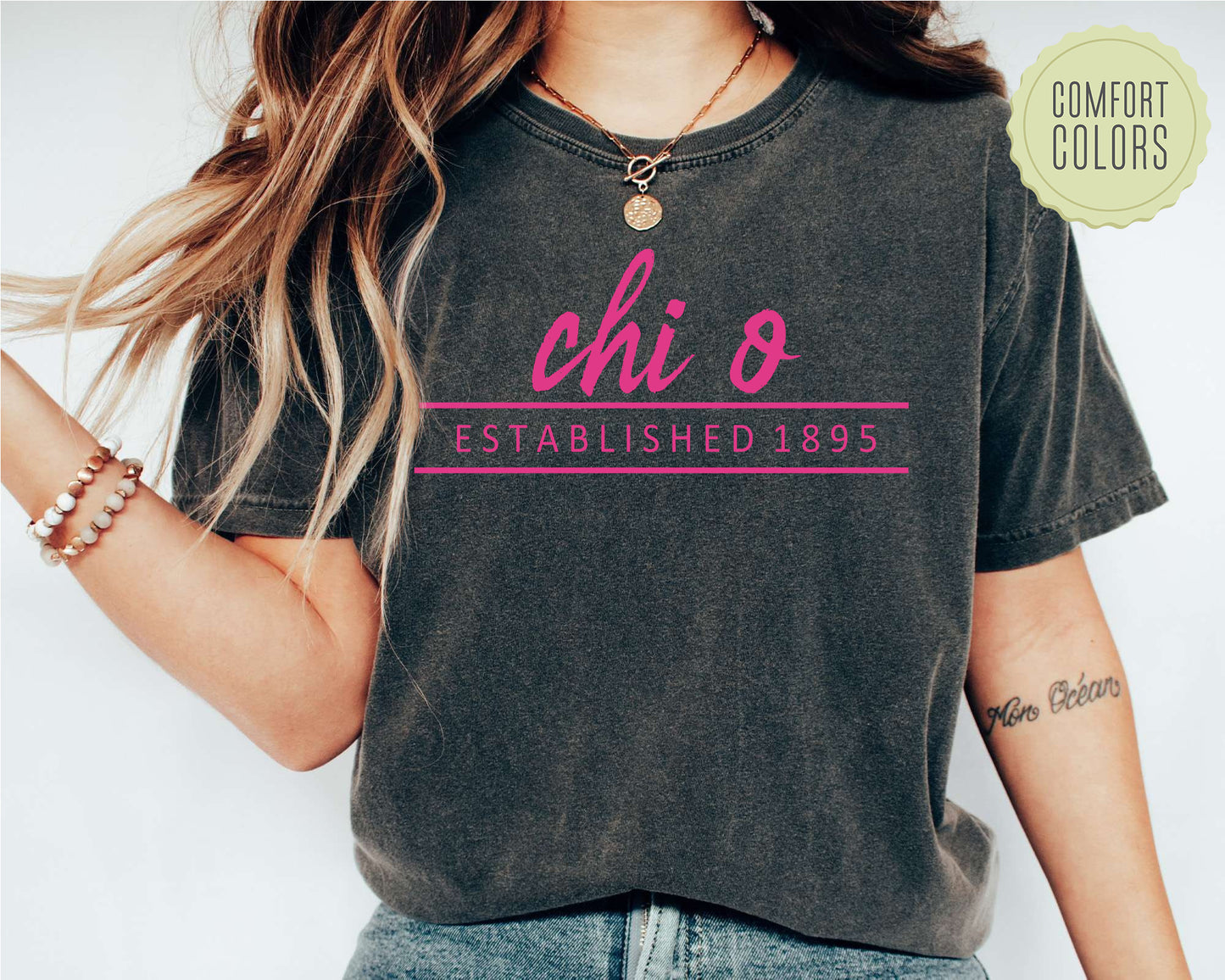 Chi Omega All Pink Comfort Colors Sorority T-shirt _ 761g