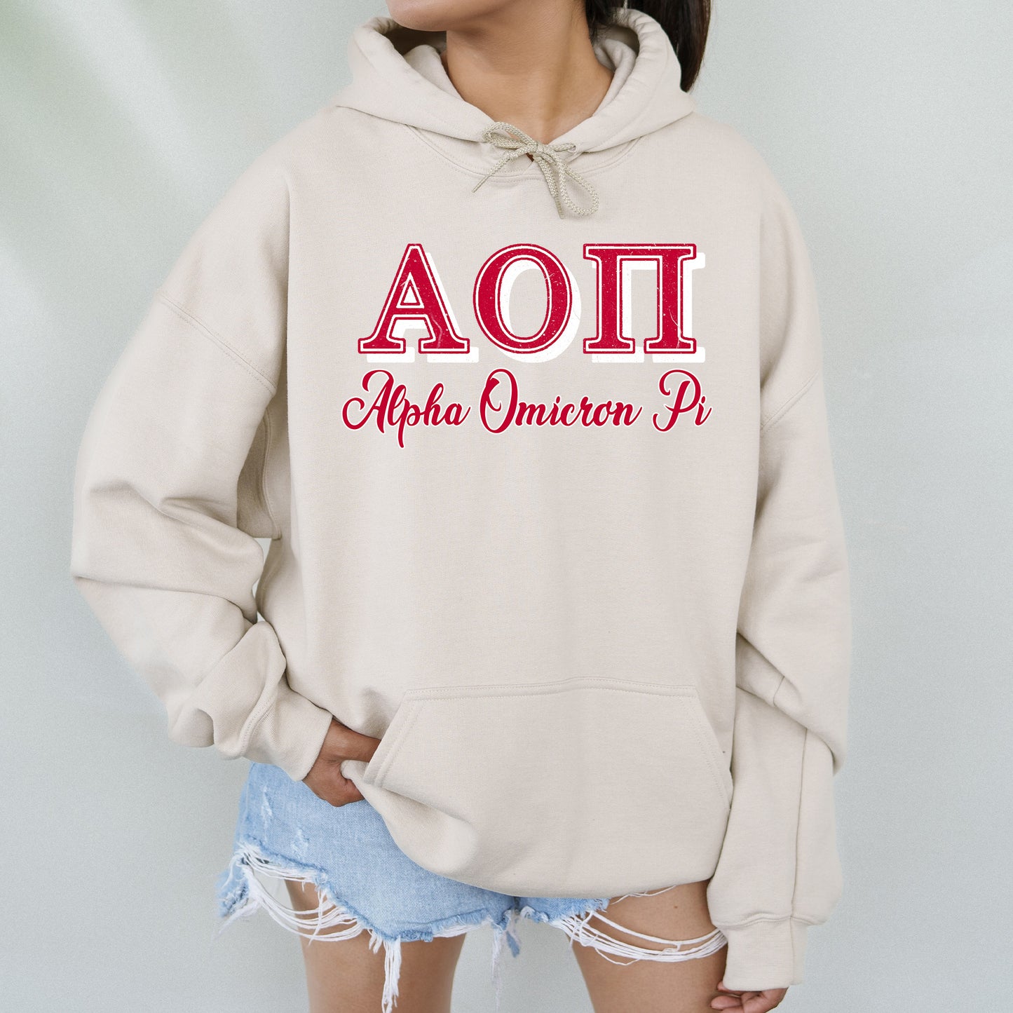 Alpha Omicron Pi Greek Colors Sorority Hoodie _ 36073g