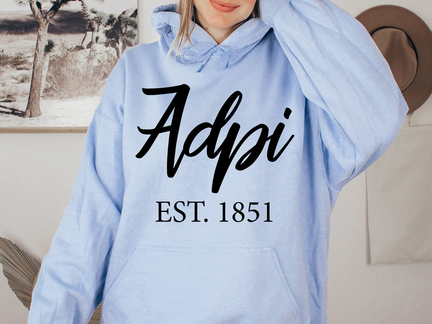 Alpha Delta Pi Black Flowy Sorority Hoodie _ 78g
