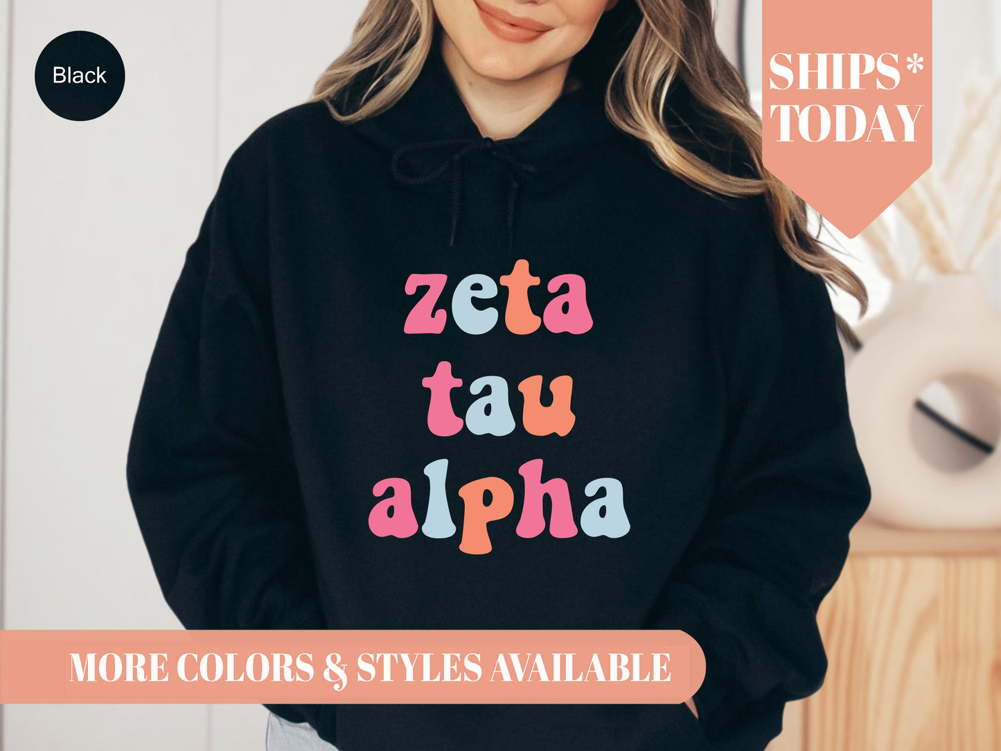 Zeta Tau Alpha Vividly Vibrant Sorority Hoodie _ 3174g