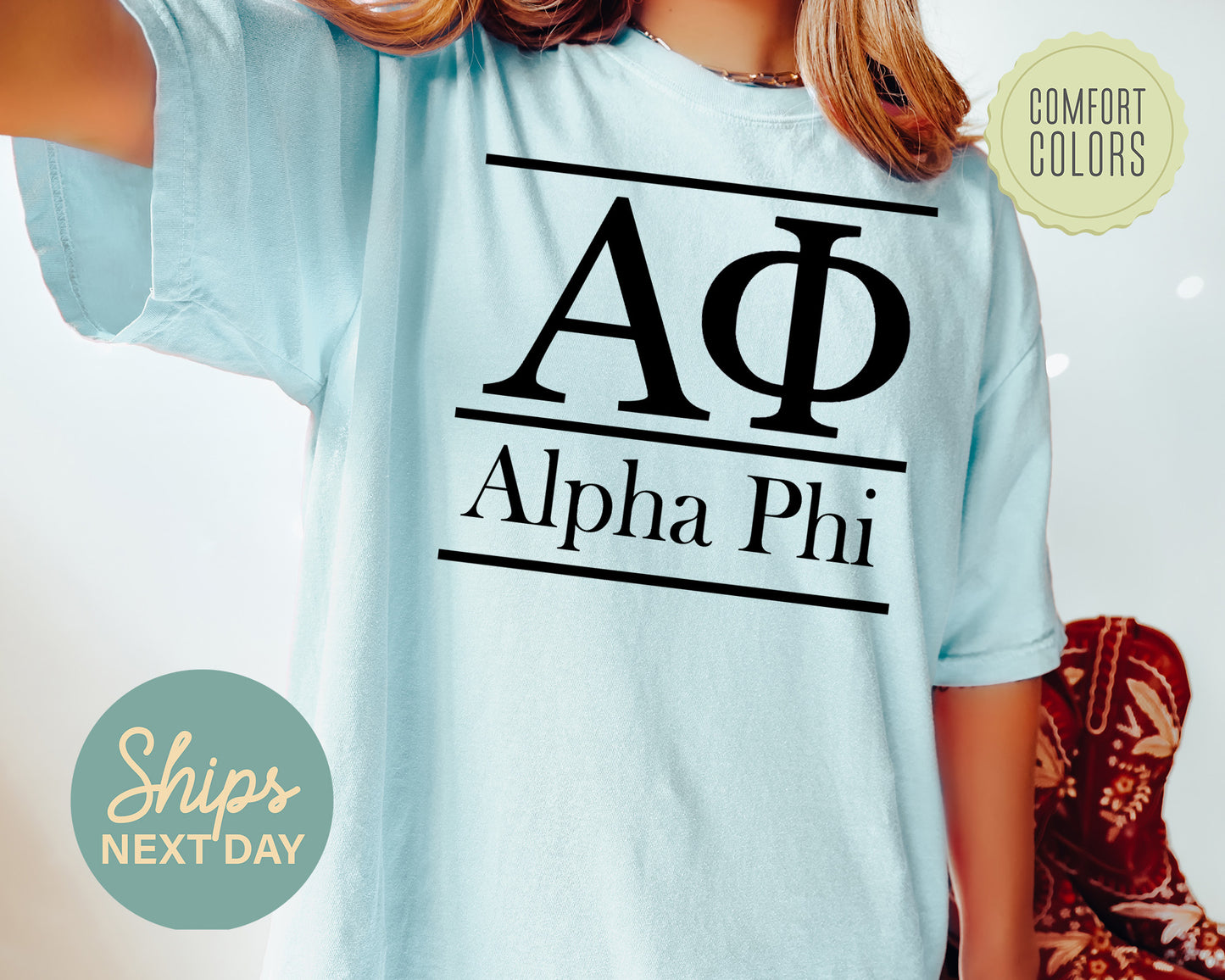 Alpha Phi Bold Statement Comfort Colors Sorority T-shirt _ 289g
