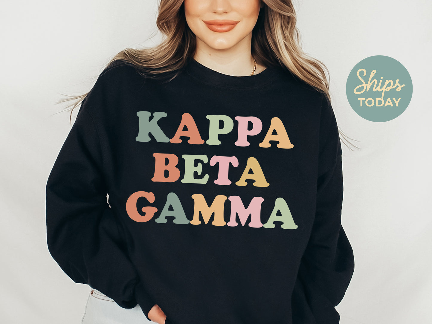 Kappa Beta Gamma Bright and Colorful Sorority Sweatshirt _ 3472g
