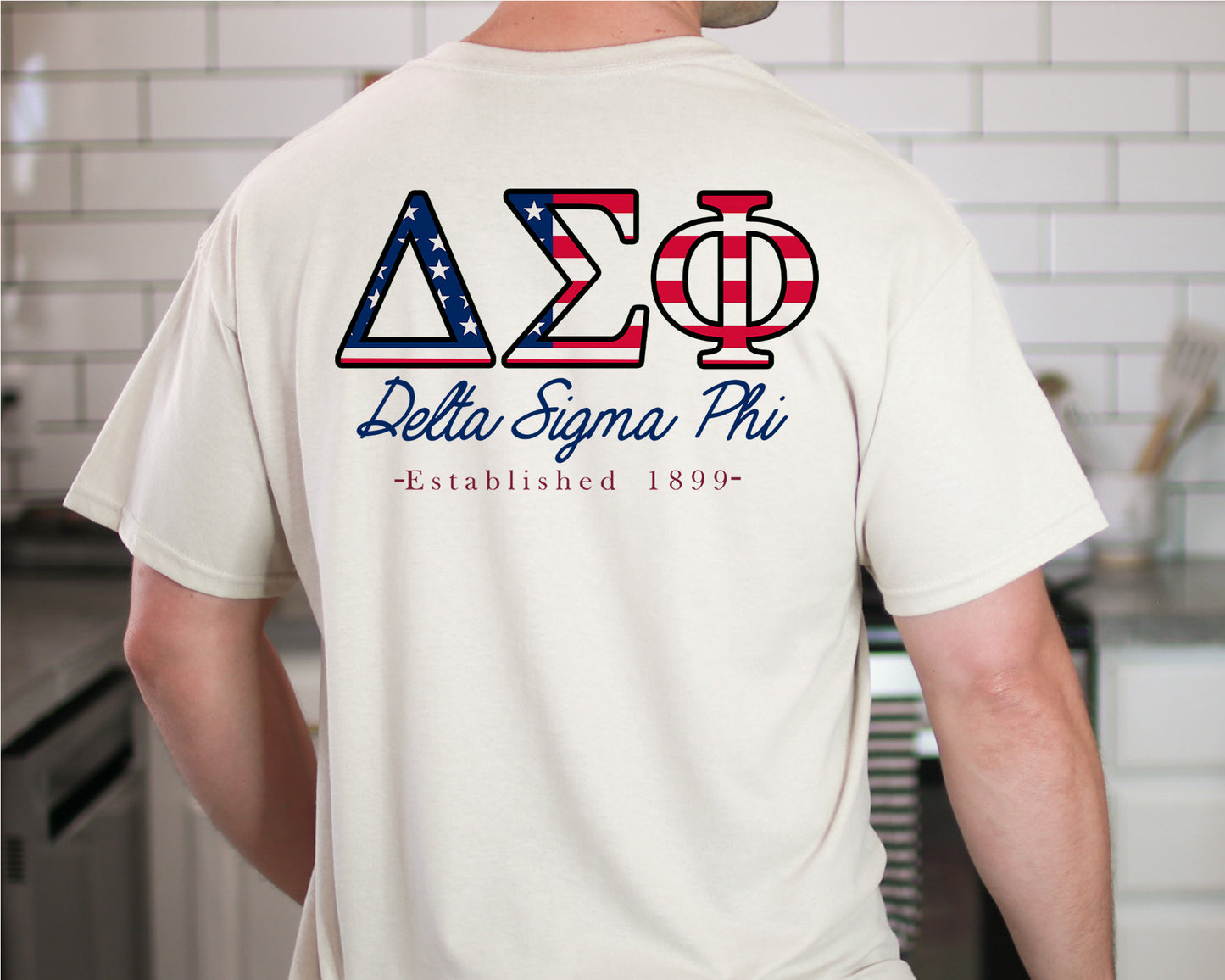 Delta Sigma Phi USA Flag Letters Fraternity T-shirt _ 33431g