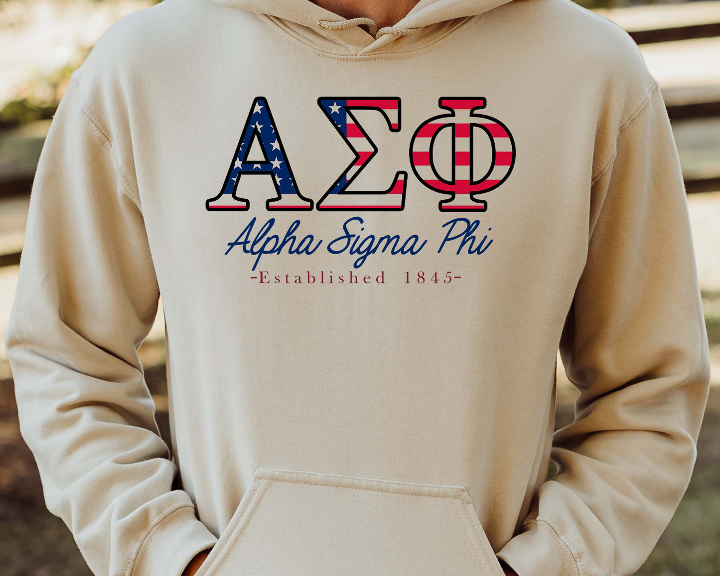 Alpha Sigma Phi American Flag Letters Fraternity Hoodie _ 1157g