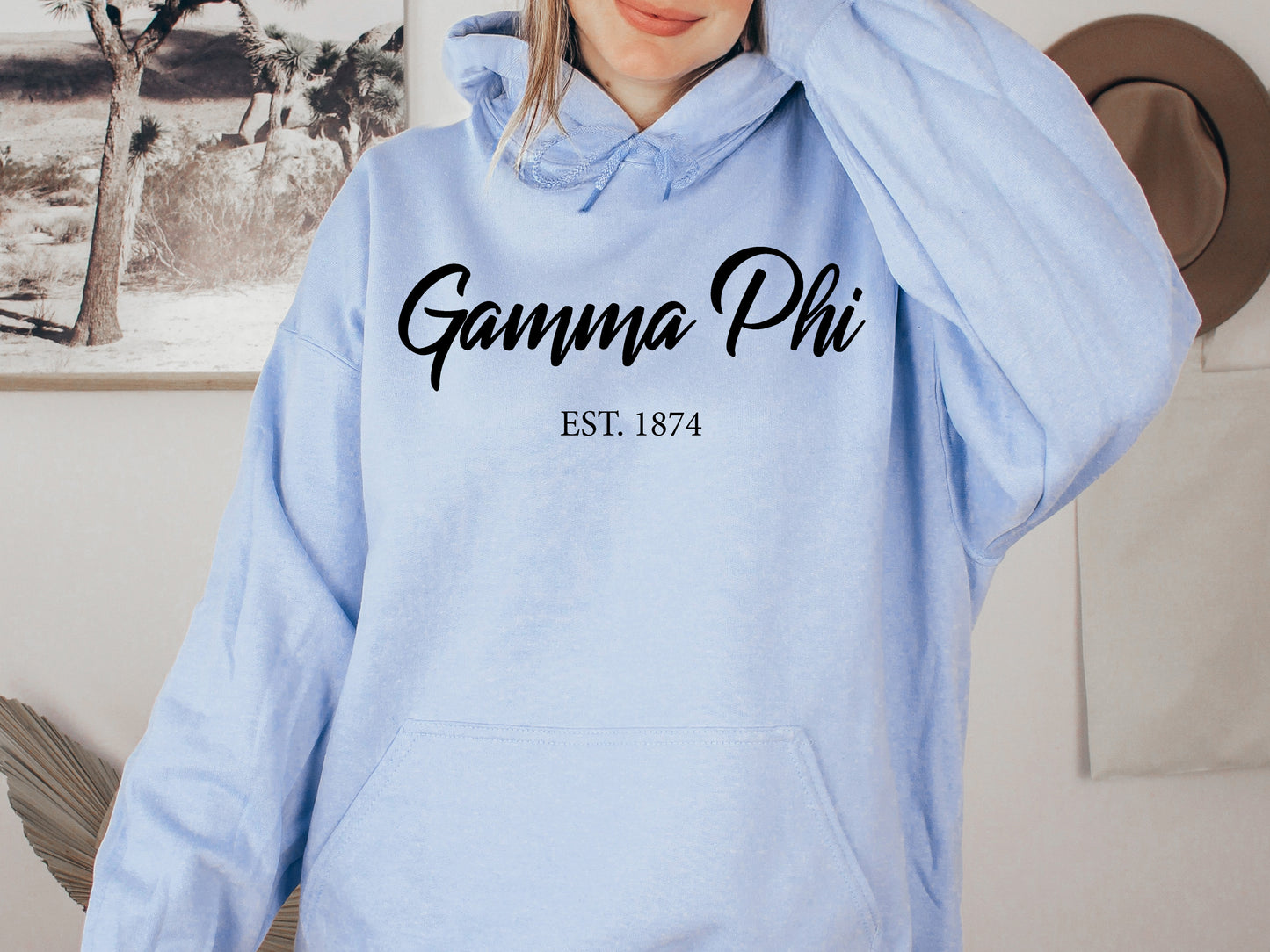 Gamma Phi Beta Black Flowy Sorority Hoodie _ 91g